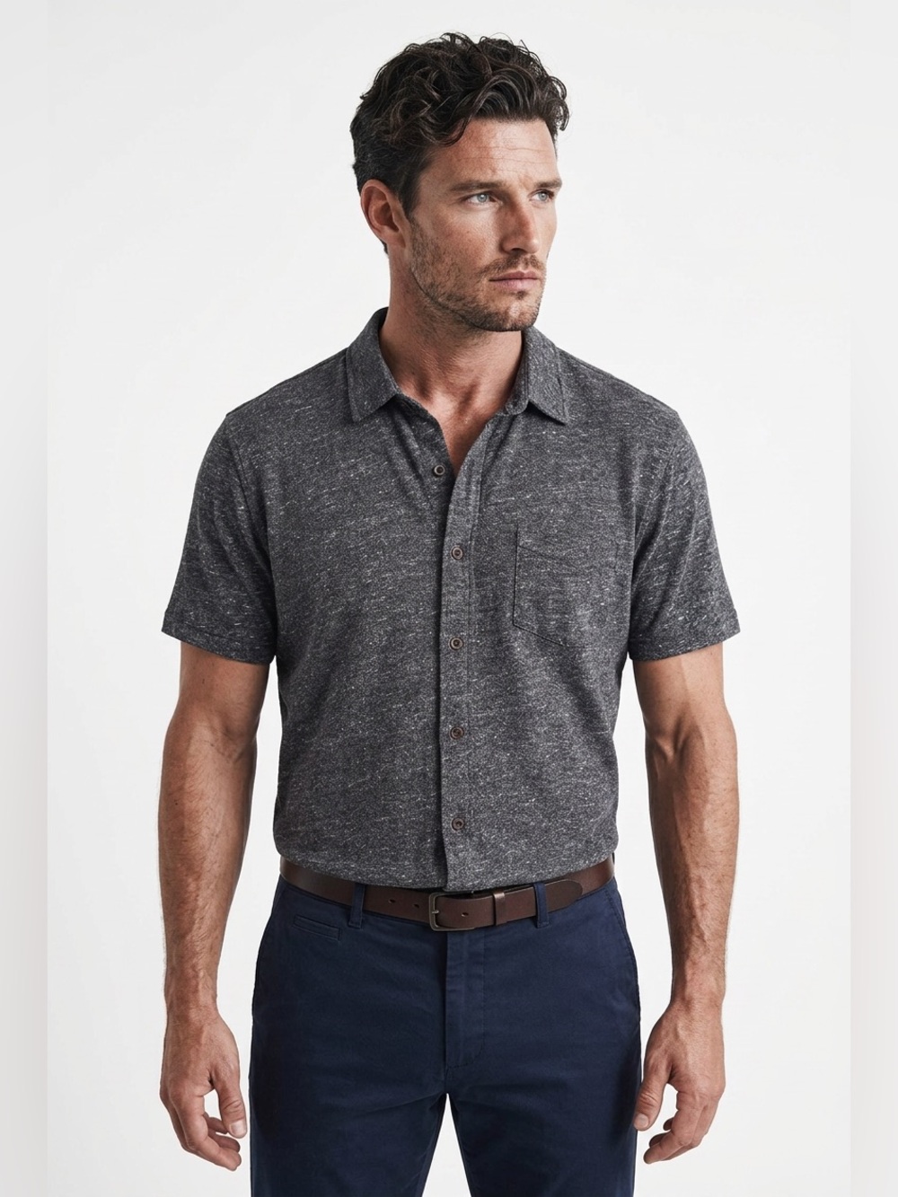 🖤 Lucky Brand Heathered Black Button-Up Shirt